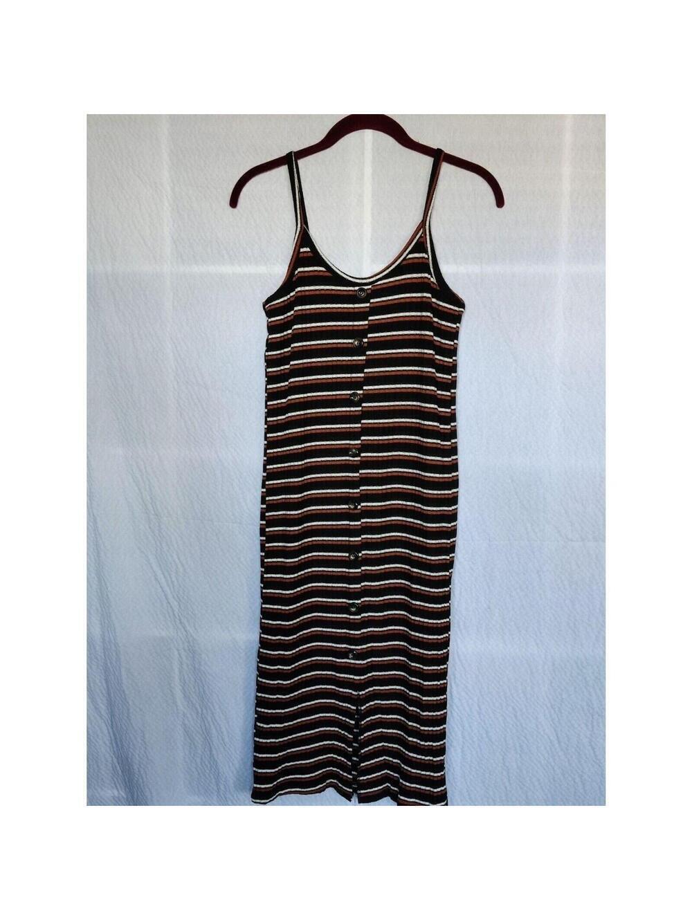 Button Front Striped Ribbed Knit Midi Dress - Picture 8 of 8